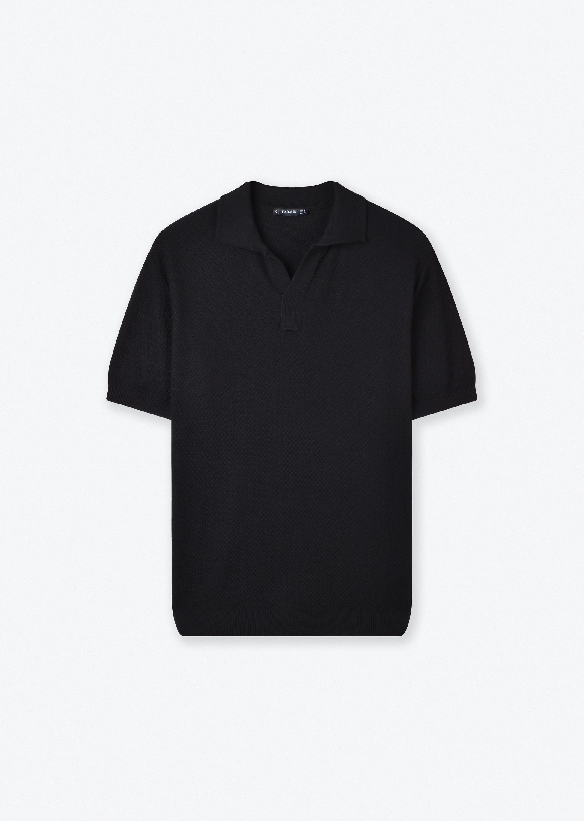 OPEN COLLAR KNIT POLO