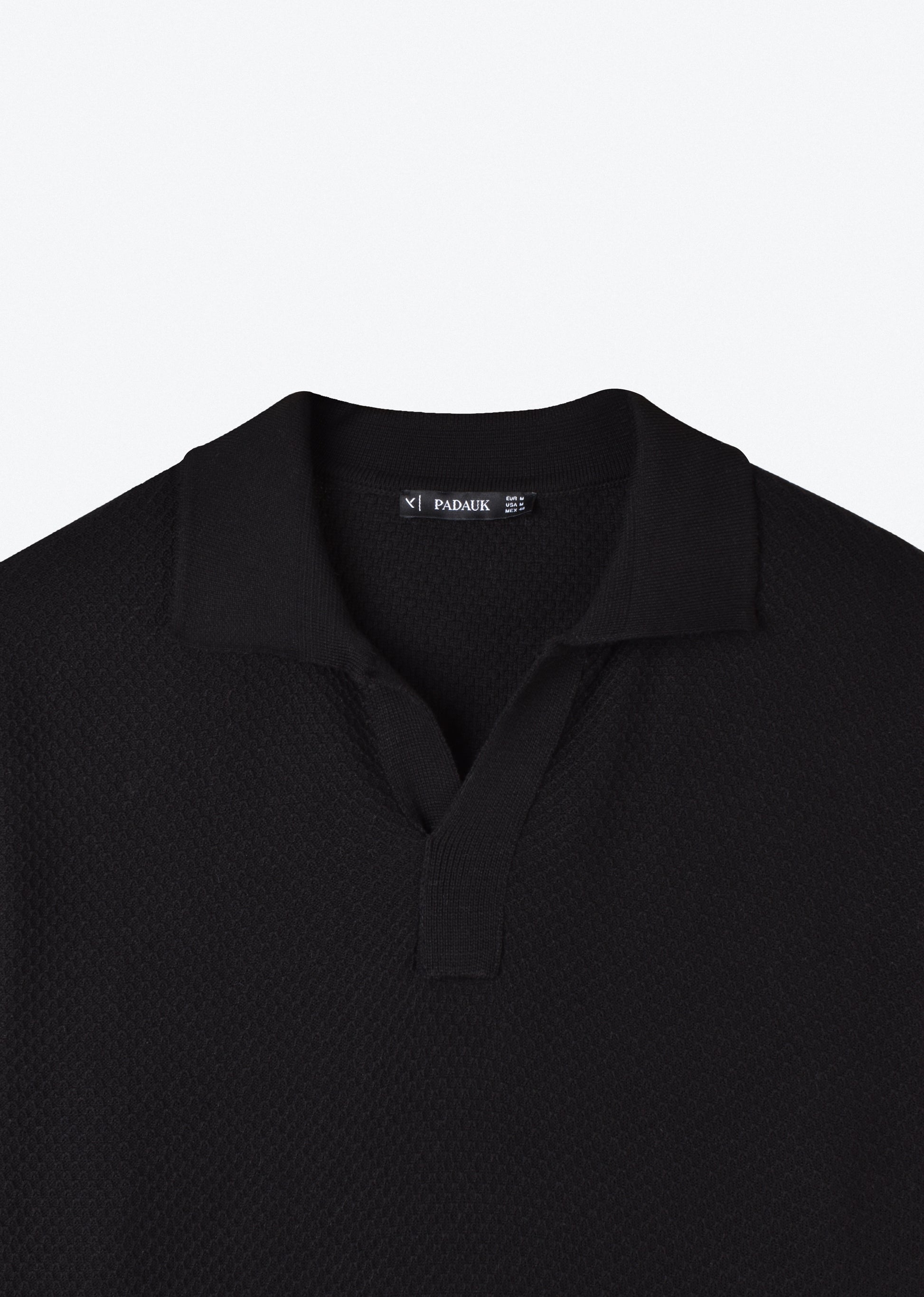 OPEN COLLAR KNIT POLO